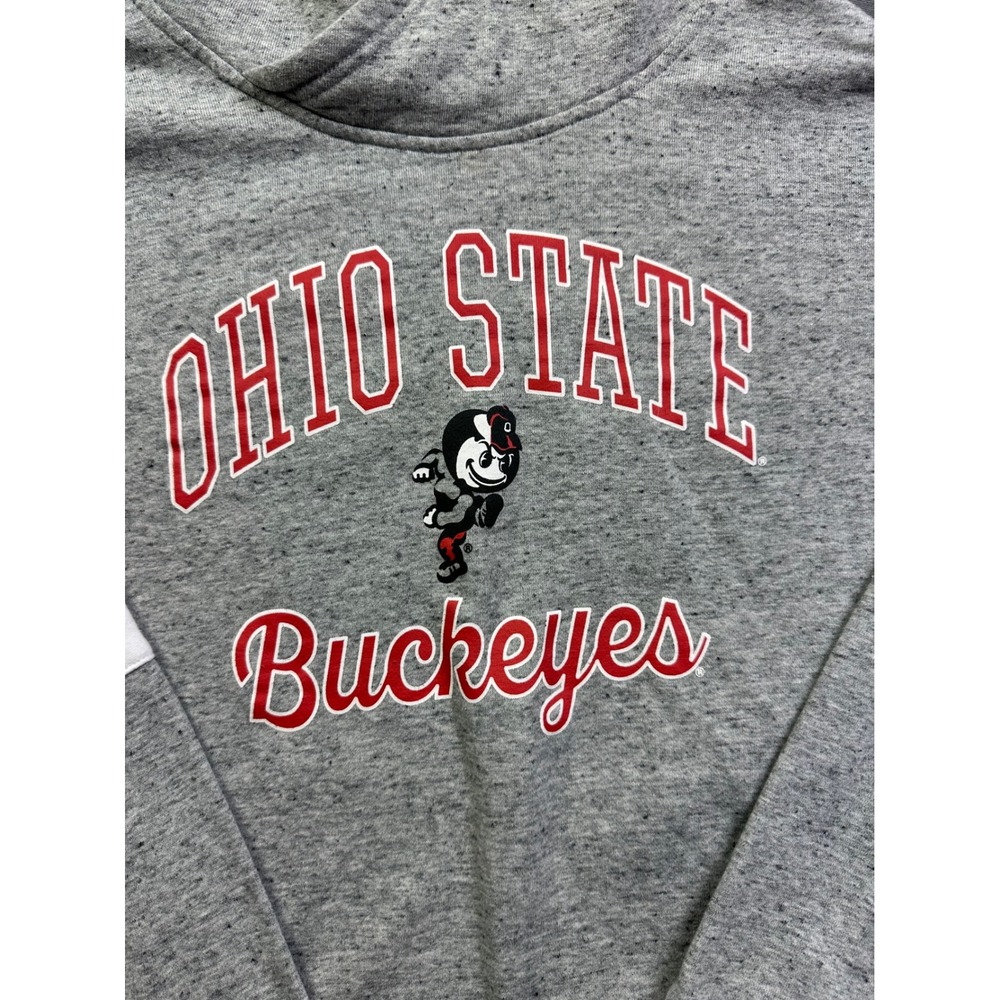 Ohio State Buckeyes Women's Large Gray Cropped Hoodie Brutus Mascot Sweatshirt - Picture 12 of 12